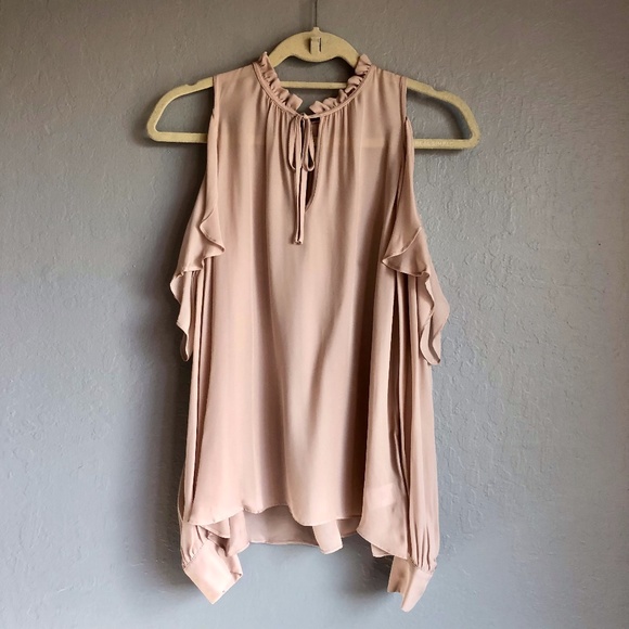 PARKER  Moonlight Cut out Shoulder ruffle sleeve Blouse S - Picture 1 of 6